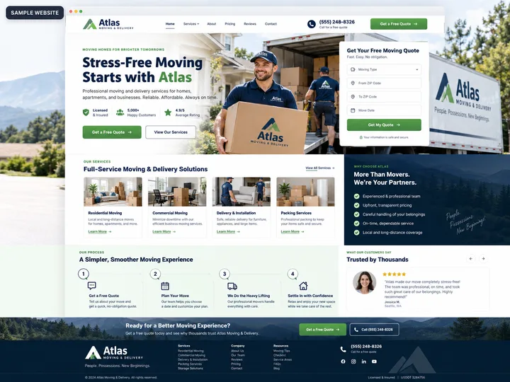 Sample preview of Atlas, a moving & delivery WestSideSite design