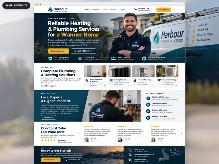 Sample preview of Harbour, a trustworthy home-services WestSideSite design