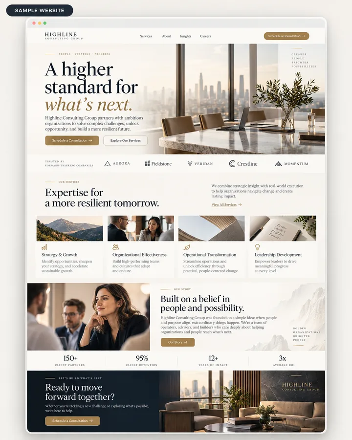 Sample preview of Lumen, a modern premium WestSideSite design