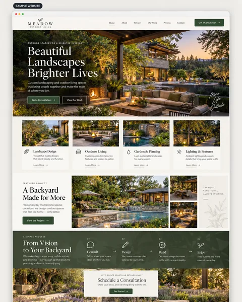 Sample preview of Meadow, a landscaping & outdoor WestSideSite design
